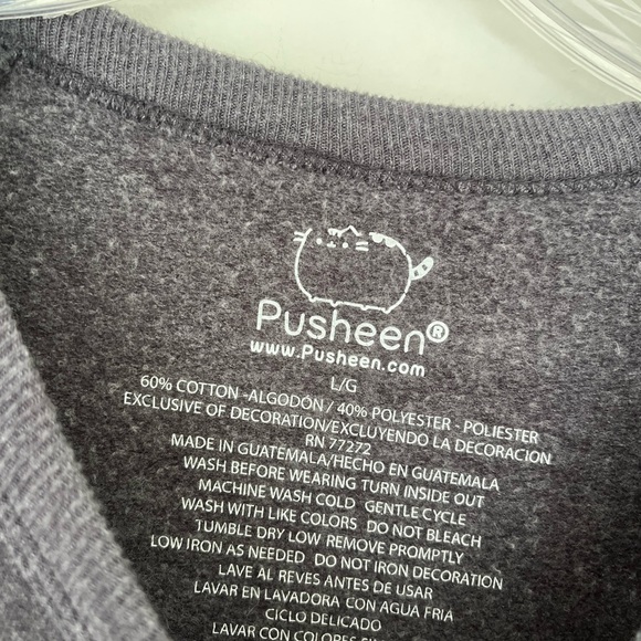 PUSHEEN Unisex Grey Sushi Pullover Sweatshirt Size Large - Picture 4 of 9